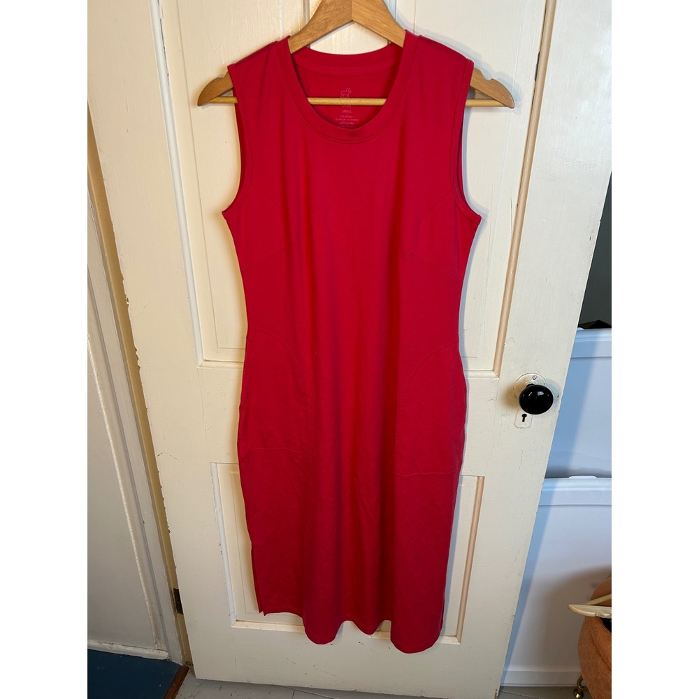 Woolx Cassie Merino Wool Sleeveless Midi Dress Viva Magenta Pink Womens Small